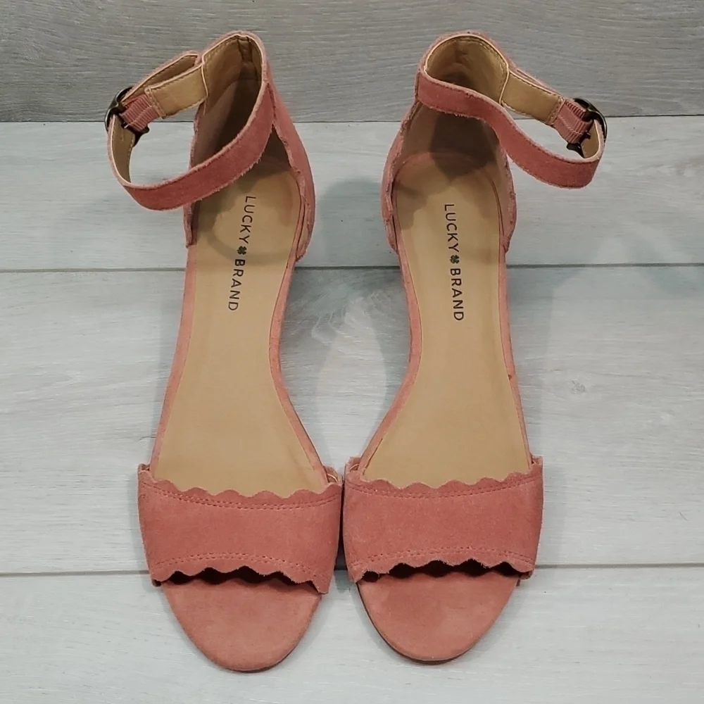 Lucky Brand Womens Jebelle Ankle Suede Strap Wedge Sandals shoes sz 9.5M